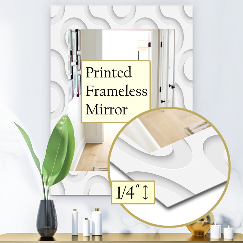 Miroir mural 15 mid-century scandinave, H 30 po x l 48 po, Solid colour