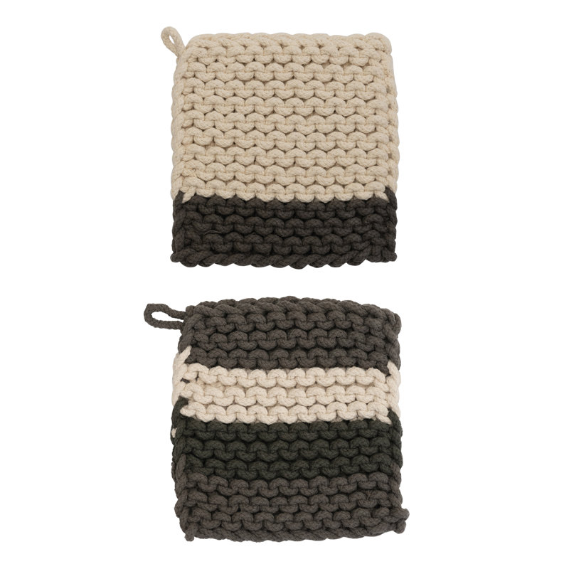 Support à casserole carré en coton au crochet