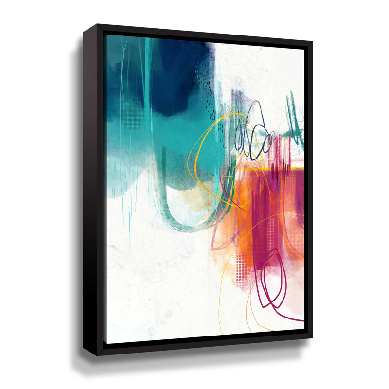 " Turquoise No. 1 " Painting Print, Black Framed, 10" H x 8" W x 2" D