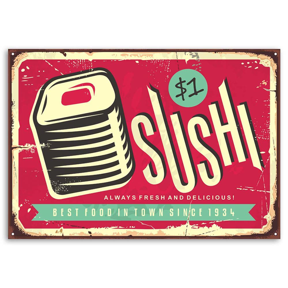 Leinwandbild Signs Retro Poster Sushi