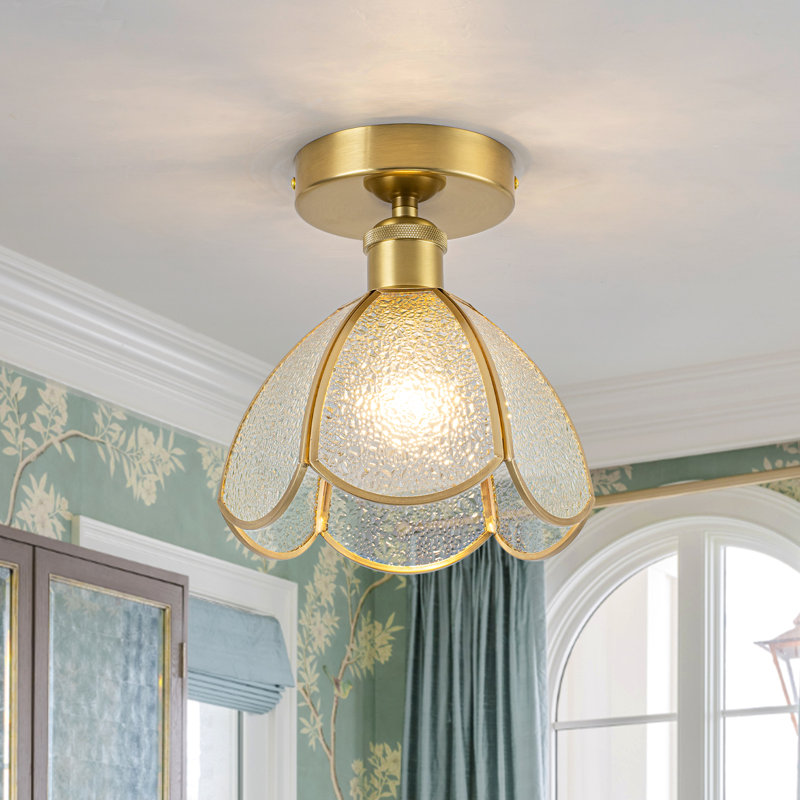 1-Light Traditional French Beveled Glass Semi Flush Mount