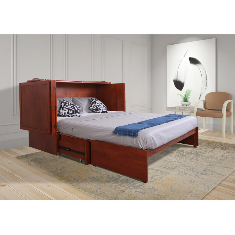 Kaneshiro Solid Wood Murphy Storage Bed, Cherry, Queen