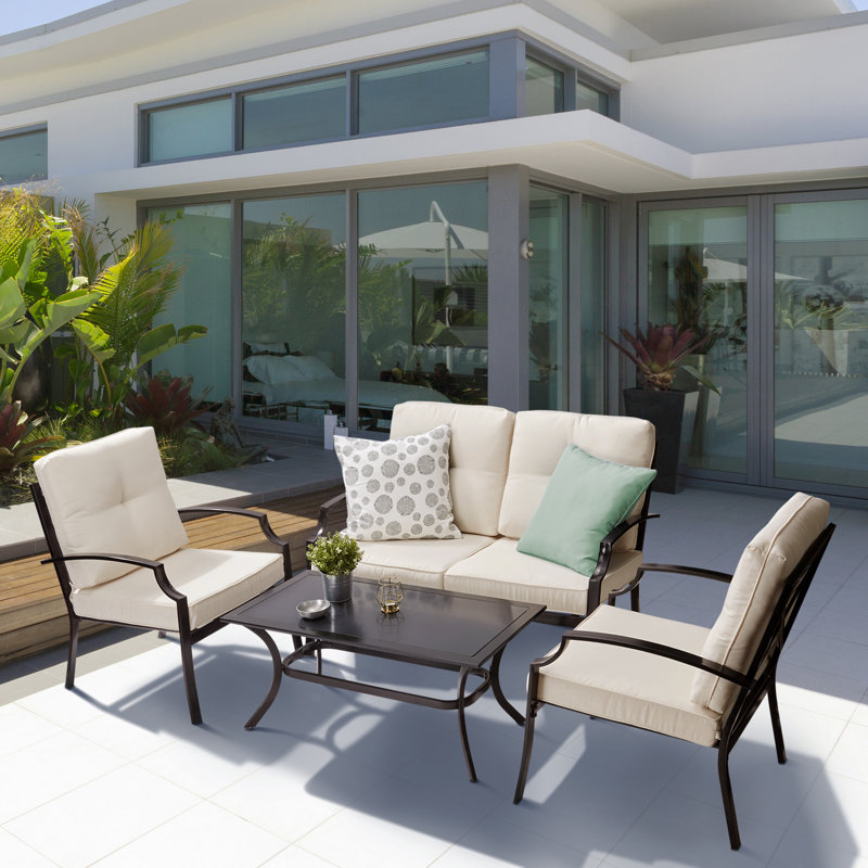 Metal 4 - Person Seating Group with Cushions