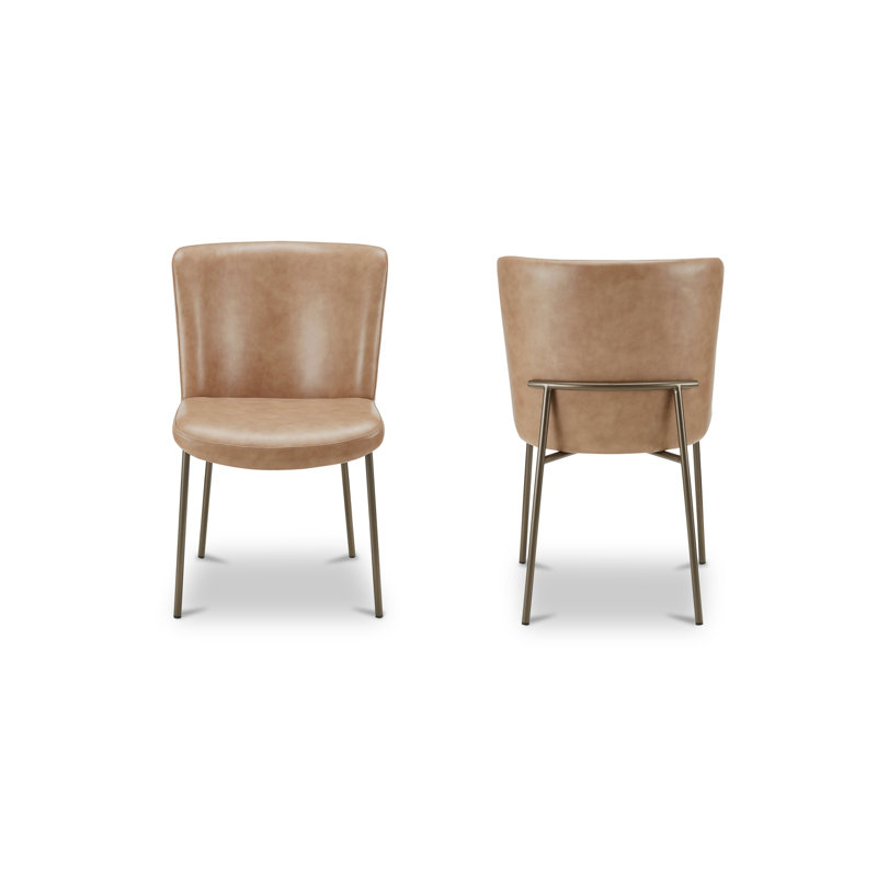 Early Dining Chair Tan Leather-Set Of Two