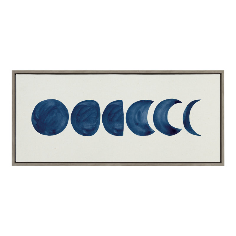 Linear Moon Phases by Teju Reval Framed Canvas Wall Art Print