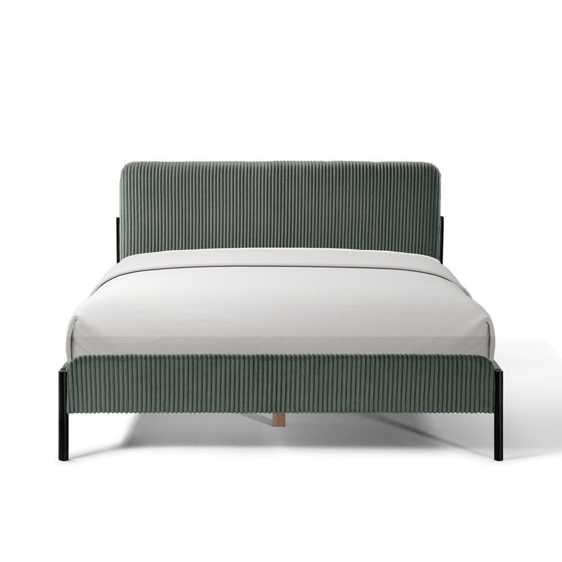 Lit rembourré avec pieds en métal, Green