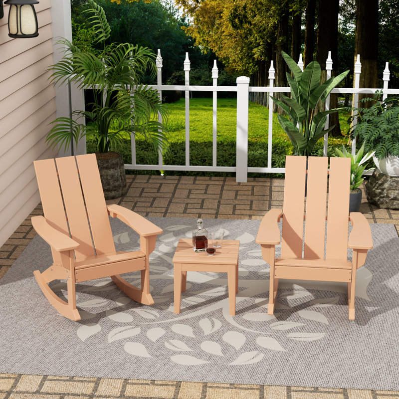 Chaise berçante d'extérieur en plastique Joubert, Teck