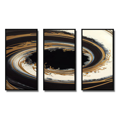 Cercle noir et or V - reproduction de 3 pièces