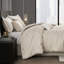 Queen, Beige, 7 Pcs Comforter , Diagonal Pattern, All - Season Fill, , Luxury Bedding, Bed Skirt 15 Inch Drop, Decorative Pillows Design, Ensemble,