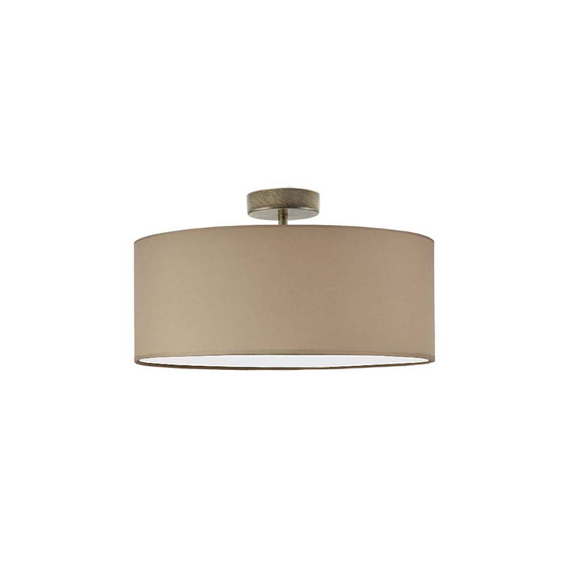 Audriona Semi Flush Mount, Beige, 30cm H x 40cm W x 40cm D, Antique Gold
