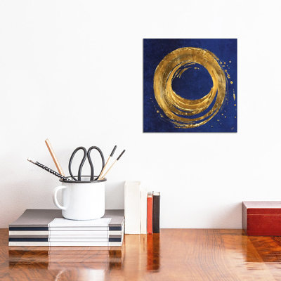 Gold Circle On Blue by Patricia Pinto - Wrapped Canvas Gallery-Wrapped Canvas Giclée