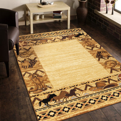 2 pi 7 po Tapis décoratif beige X 3, fabrication en polypropylène, envers en jute, teinté, pour usage intensif, conception pour animaux de compagnie et tapis, po