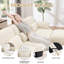 Canapé d'angle à compression, canapé modulaire beige en chenille avec pouf, canapé moderne