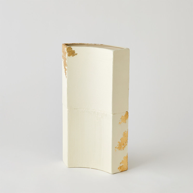 Splashy Gold Leaf Vase-Med, 19.5" H x 10.75" W x 4.25" D