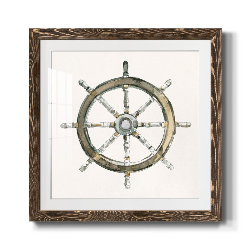 At At Helm I - Reproduction d'art sur toile encadrée, H 20 po x l 20 po x P 1,5 po, Cadre noyer