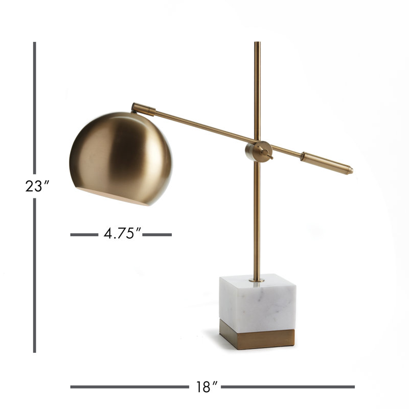 Lampe de bureau en marbre blanc / laiton 23 po Cosey