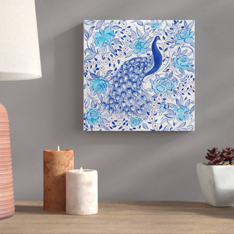 Peacock Garden III by Miranda Thomas - No Frame Painting on Canvas, 30cm H x 30cm W