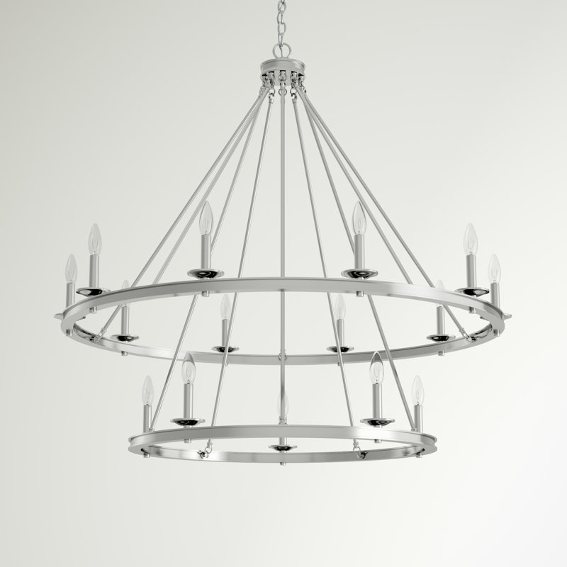 Poynor 15-Light Chandelier, Nickel satiné