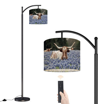 Lampe sur pied à arc avec abat-jour réglable Longhorn Bluebonnets
