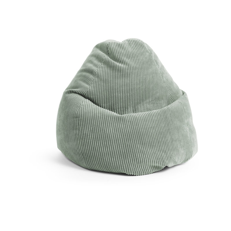 Fauteuil à billes Shara, Velours côtelé couleur sauge, Perles de polystyrène