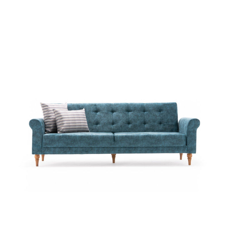 Canapé-lit rembourré 87,8 po Lyndsey, 100 % polyester turquoise