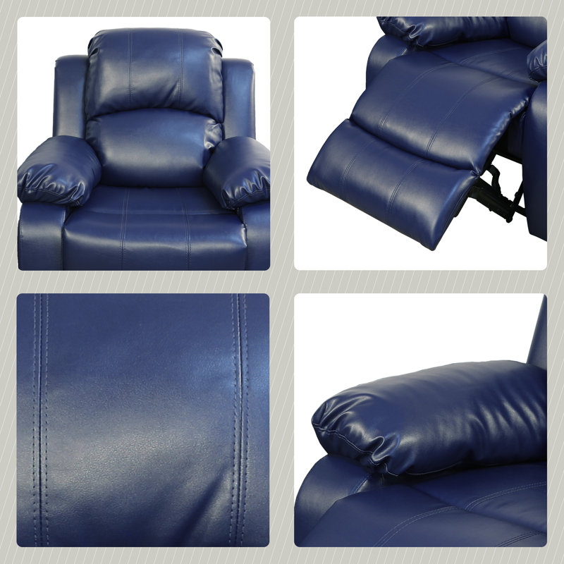 Fauteuil inclinable en cuir Ahart, Similicuir bleu marine
