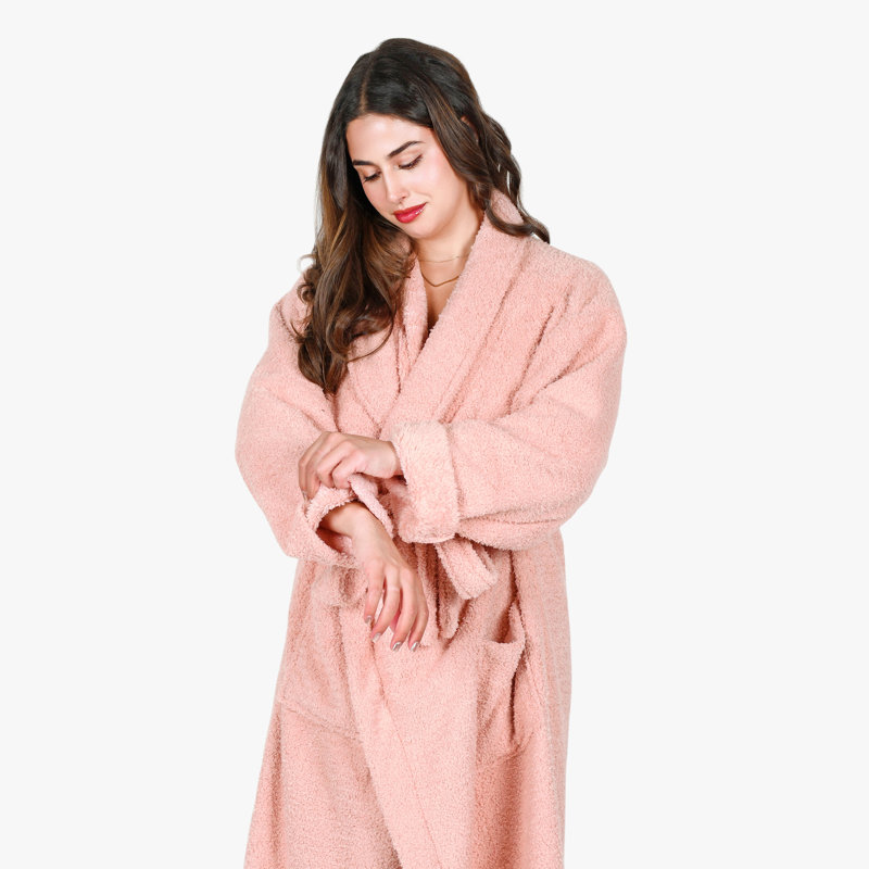 Tirrinia Bathrobe with Pocket, 45.3" H x 26.8" W, Pink
