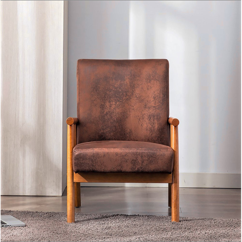 Fauteuil de style moderne Mid-Century de 25 po de largeur, Brown Microfiber