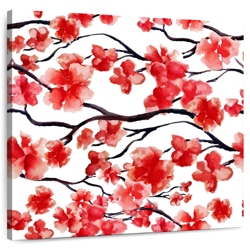 Fleur de cerisier rouge Harnek, H 24 po x l 24 po