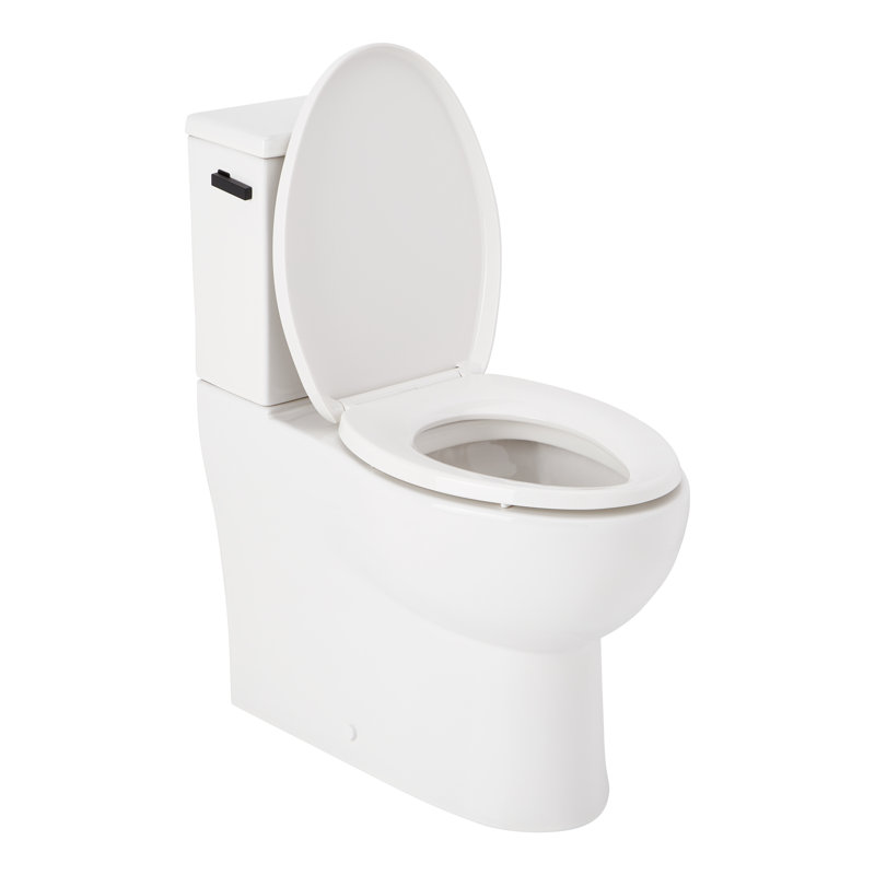 Lavrik Two-Piece Skirted Elongated Toilet with Reversible Tank - Matte Black Handle, Matte Black