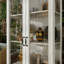 Vitrine de porte en verre chêne gris 69,3 po avec éclairage DEL blanc chaud