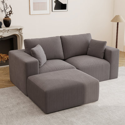 Canapé modulaire avec repose-pieds et repose-pieds en velours côtelé L 79 po Boneless