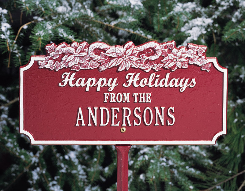 Happy Holidays Garden Stake, Yes, Red/White
