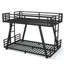 Lit superposé simple TG au-dessus de simple TG avec 2 échelles latérales, lit superposé en métal avec pieds de support spéciaux et lumière DEL, lit superposé à profil bas, noir