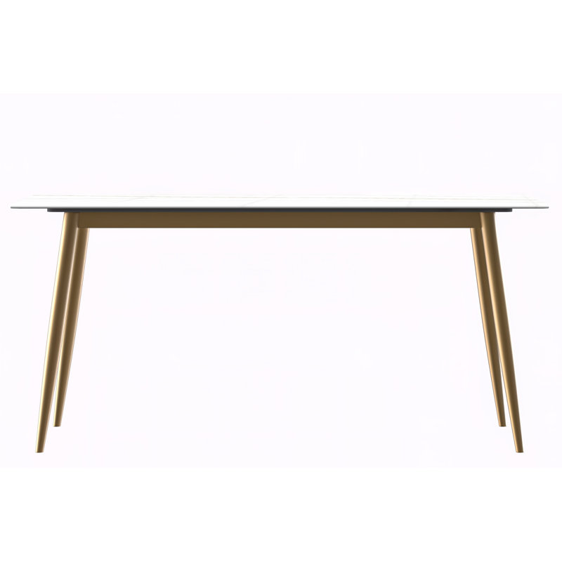 Kyley Metal Base Dining Table, 29.9"H x 70.86"L x 35.43"W, White/Gold