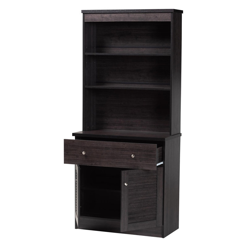 Buffet Cleoma avec rehausse de bar au fini brun foncé, H 70,2 po x l 31,2 po x P 15,6 po