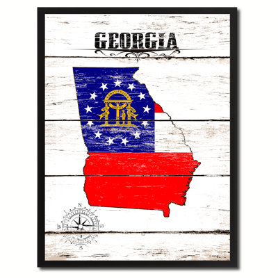 Georgia State Vintage Flag - Graphic Art on Canvas