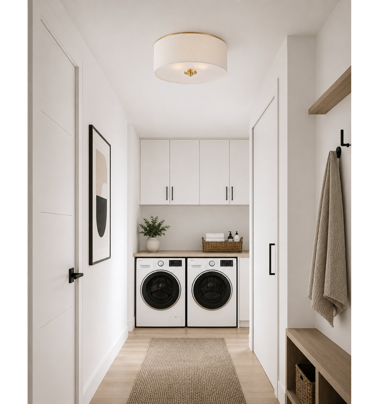 Juna 3 Light Linen Flush Mount