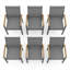 Ensemble de 6 chaises de patio extérieures en aluminium gris - textilene toutes saisons