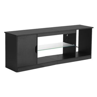 TV Stand For Tvs Up To 65 In Modern Entertainment Center With Glass Shelf