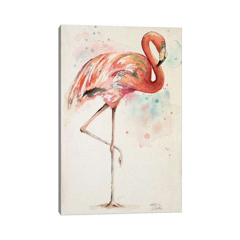 Reproduction d’art, "Flamingo II" par Patricia Pinto, Pas de tapis, Toile tendue, H 12 po x l 8 po x P 0,75 po