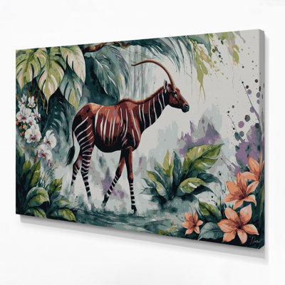 Wildlife Okapi Gray Canvas Wall Art
