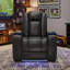 Fauteuil inclinable électrique de 38 po en similicuir avec repose-tête réglable à DEL et porte-gobelet