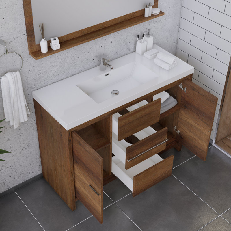 Meuble-lavabo simple 48 po Feike, Brun
