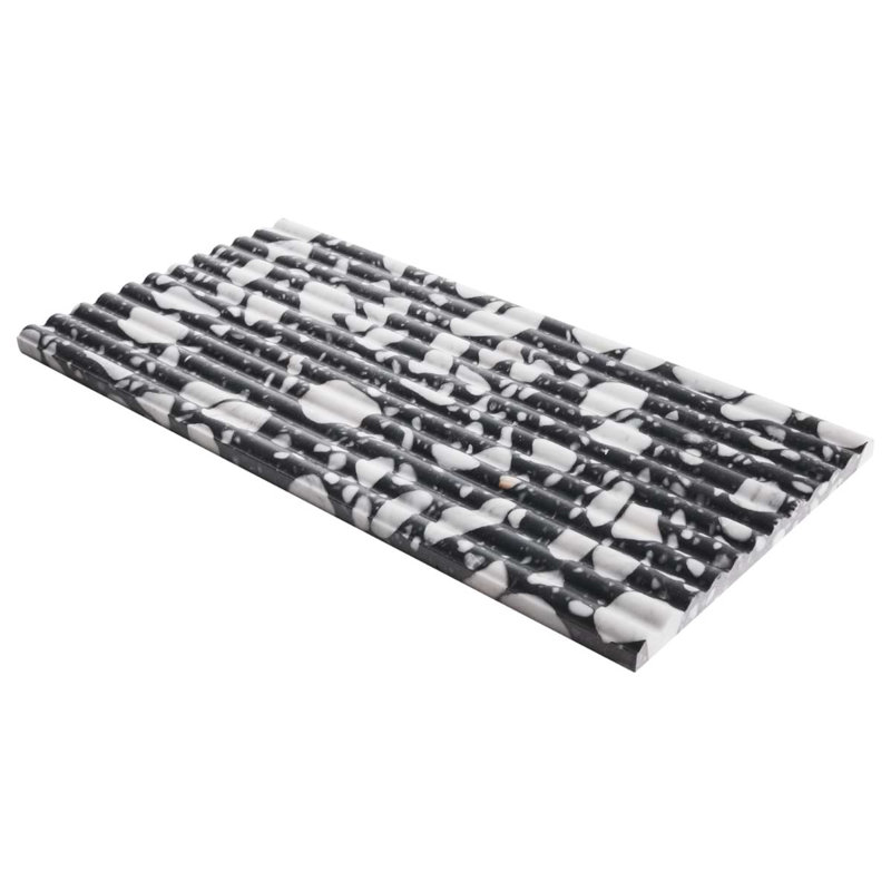Terrazzo Italy Fluted Honed Terrazzo Tile, Sacra Nero Black/White