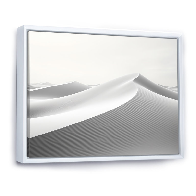 «Eernal Desert Dreams Minimalisme I», art mural sur toile, Cadre flottant blanc, H 24 po x l 32 po x P 1 po