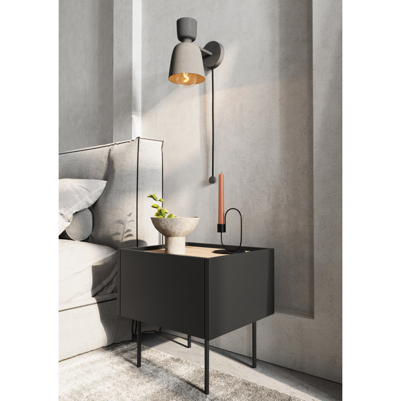 Cartegena 45cm W Manufactured Wood Bedside Table, Black