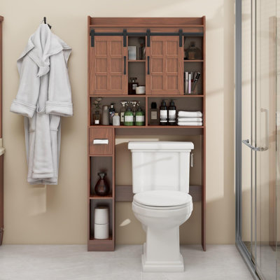 Armoire de rangement au-dessus de la toilette, armoire de rangement Farmhouse au-dessus de la toilette avec portes coulissantes