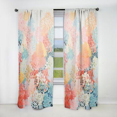 Coral Reef Barrier Expression - Nautical Velvet Curtain - Room Darkening - 1 panel