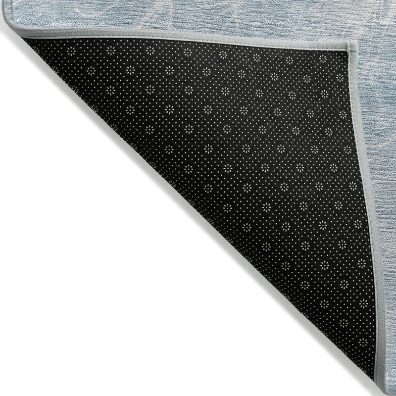 HomeRoots 3' X 5' Sky Blue And Denim Blue Abstract Washable Indoor Outdoor Area Rug